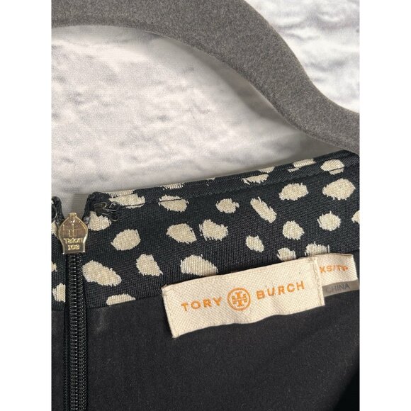 TORY BURCH Women's Black Ivory Animal Print Silk Fit & Flare Dress XS - Picture 3 of 6